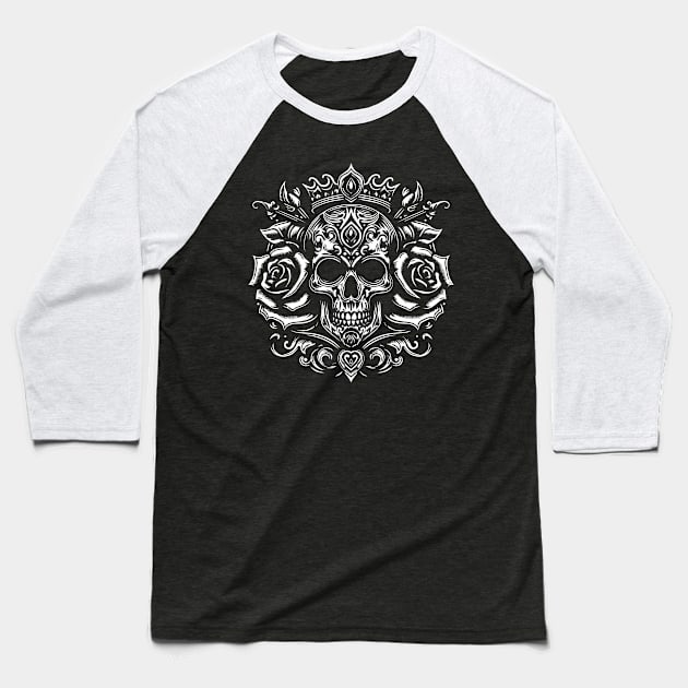 gothic skull design Baseball T-Shirt by lkn